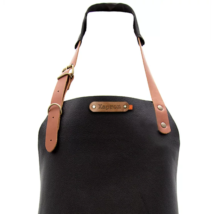 Xapron leren schort New York Black