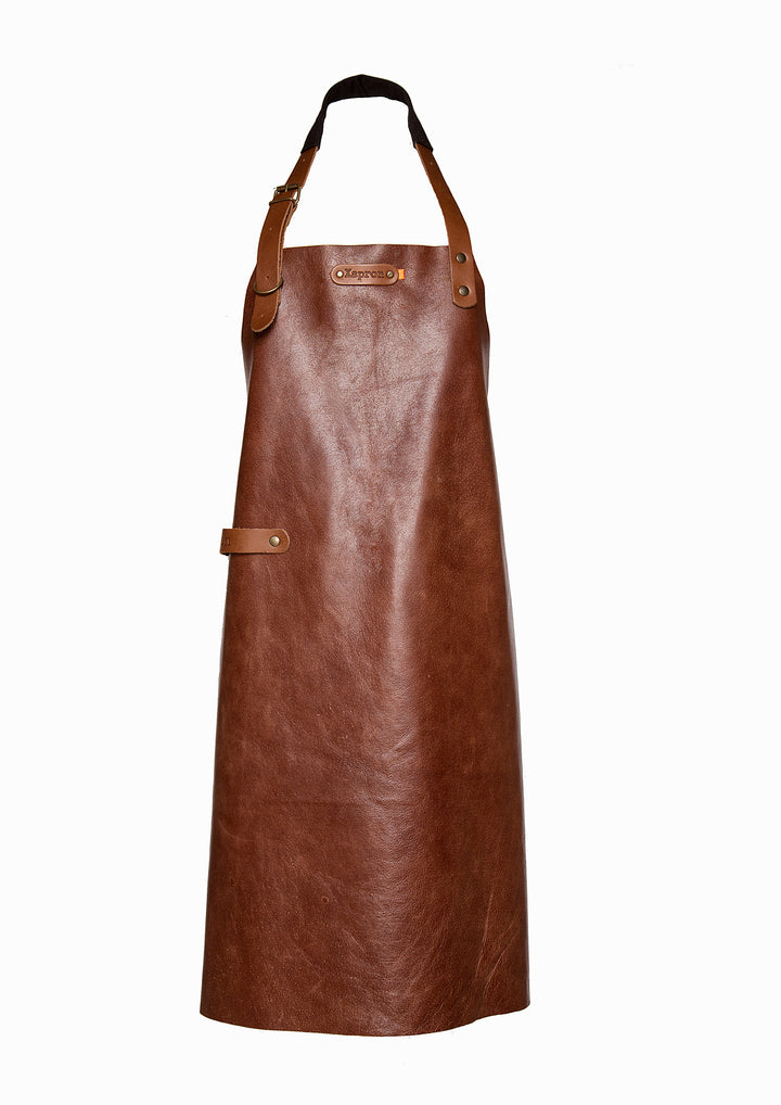 Xapron leren schort New York cognac