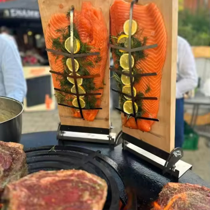 Rookplank Berkenhout | Verstelbaar RVS Frame voor Braai, Kamado & OFYR